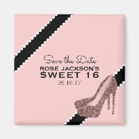 Funkelnd Stiletto Heel Sweet 16 Save the Date rosa