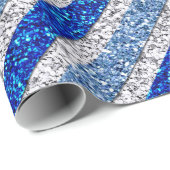 Funkelnd Streifen - Blues & Silver Imitate Glitzer Geschenkpapier (Rolleneckpunkt)