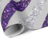 Funkelnd Streifen - tiefes Purpl u. silbernes Geschenkpapier (Rolleneckpunkt)