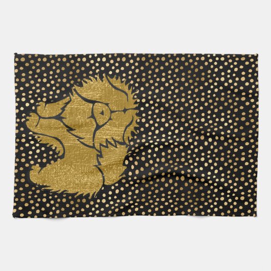 FUNKELND THANG Chow Imitate Metallküchenhandtuch Geschirrtuch (Horizontal)