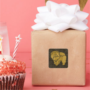 FUNKELND THANG ROUGH CHOW Imitate Metallkleber Quadratischer Aufkleber