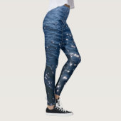 Funkelnd tiefe blaue Meereswellen Leggings (Rechts)