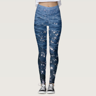 Funkelnd tiefe blaue Meereswellen Leggings