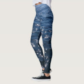 Funkelnd tiefe blaue Meereswellen Leggings (Links)