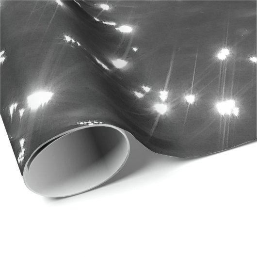Funkelnd Tiefseewellen Schwarz-weiß Geschenkpapier (Rolleneckpunkt)