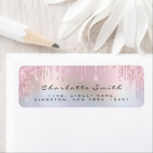 Funkelnd Tropfen Rose Rosa Rücksendeadresse Hologr (Insitu)