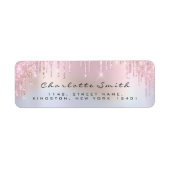 Funkelnd Tropfen Rose Rosa Rücksendeadresse Hologr (Vorne)