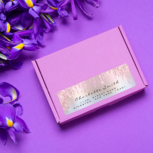 Funkelnd Tropfen Rose Rosa Rücksendeadresse Hologr