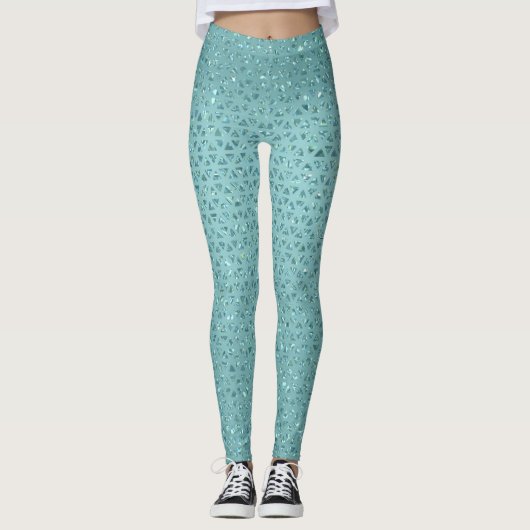 Funkelnd türkisfarbene Leggings (Vorderseite)