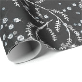 Funkelnd Twilight Black Laurel Silver Diamonds Geschenkpapier (Rolleneckpunkt)