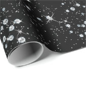 Funkelnd Twilight Black Sky Silver Diamonds Geschenkpapier (Rolleneckpunkt)