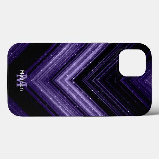 Funkelnd ultraviolette Galaxie Zickzack Monogramm Case-Mate iPhone Hülle (Rückseite (Horizontal))
