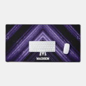 Funkelnd ultraviolette Galaxie Zickzack Monogramm Schreibtischunterlage (Tastatur & Maus)