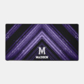 Funkelnd ultraviolette Galaxie Zickzack Monogramm Schreibtischunterlage (Vorderseite)