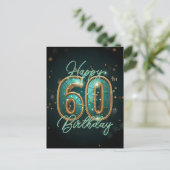 Funkelnd und goldener 60. Geburtstag Postkarte (Stehend Vorderseite)