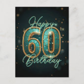Funkelnd und goldener 60. Geburtstag Postkarte (Vorderseite)