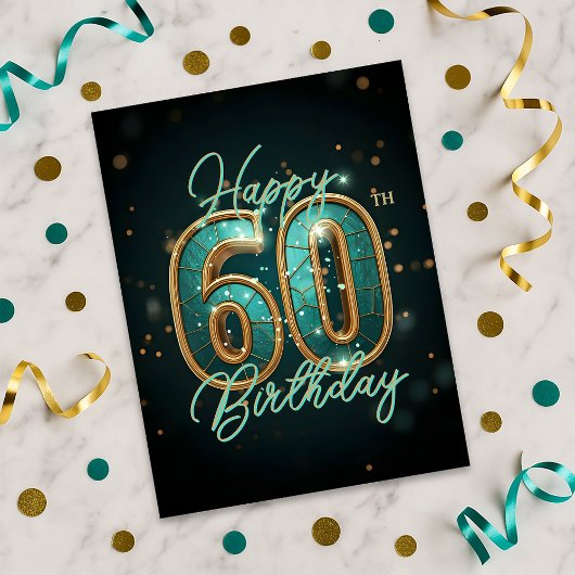Funkelnd und goldener 60. Geburtstag Postkarte