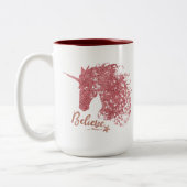 Funkelnd Unicorn-Glaube (Rose Gold) Zweifarbige Tasse (Links)