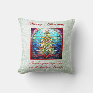 Funkelnd verketteter Weihnachtsbaum Grüner Glitzer Kissen