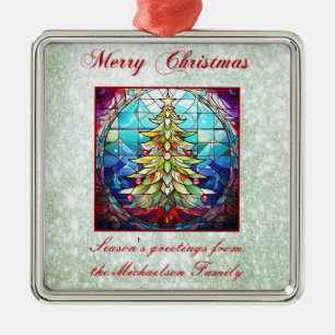 Funkelnd verketteter Weihnachtsbaum Grüner Glitzer Ornament Aus Metall