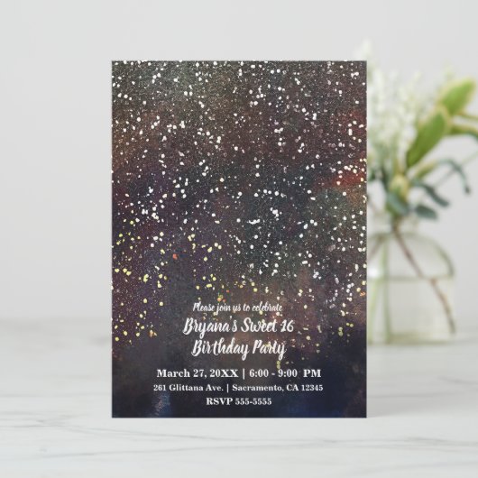 Funkelnd Wasserfarbe Erde Rustikale Moderne Glam P Einladung (Stehend Vorderseite)