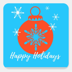 Funkelnd Weihnachts-Schneeflocken-Deco-Ball Quadratischer Aufkleber