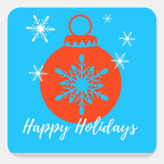 Funkelnd Weihnachts-Schneeflocken-Deco-Ball Quadratischer Aufkleber (Vorderseite)