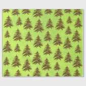 Funkelnd Weihnachtsbaum auf abstraktem Grünbuch Geschenkpapier (Flach)