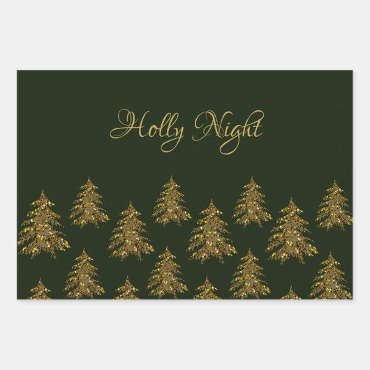 Funkelnd Weihnachtsbaum auf grünem Weihnachten Geschenkpapier Set (Vorderseite 3)