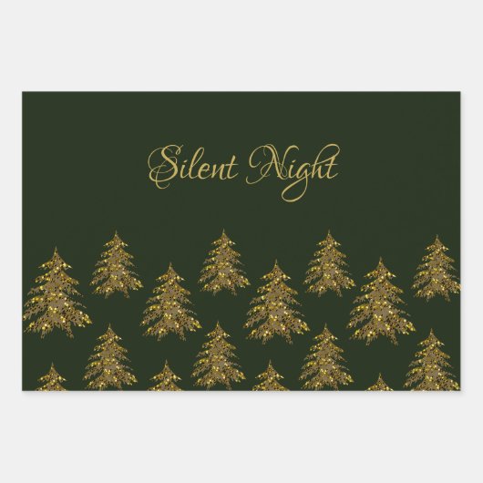 Funkelnd Weihnachtsbaum auf grünem Weihnachten Geschenkpapier Set (Vorderseite 2)