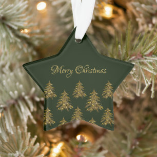 Funkelnd Weihnachtsbaum auf grünem Weihnachten Ornament