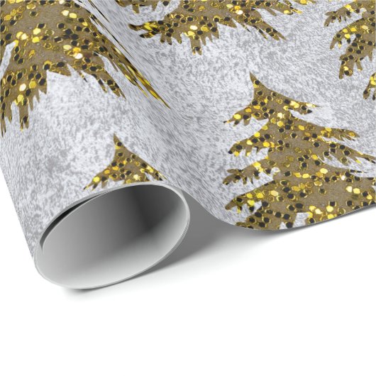 Funkelnd Weihnachtsbaum auf Silberpapier Geschenkpapier (Rolleneckpunkt)