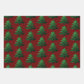 Funkelnd Weihnachtsbaum grün Dunkelrot Muster Geschenkpapier Set (Vorderseite 2)