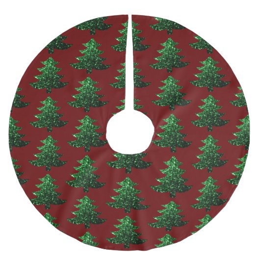 Funkelnd Weihnachtsbaum grün Dunkelrot Muster Polyester Weihnachtsbaumdecke (Vorderseite)