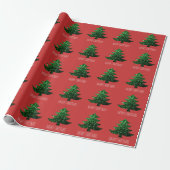 Funkelnd Weihnachtsbaum grün funkeln Rot Geschenkpapier (Ungerollt)