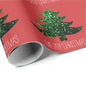 Funkelnd Weihnachtsbaum grün funkeln Rot Geschenkpapier (Rolleneckpunkt)