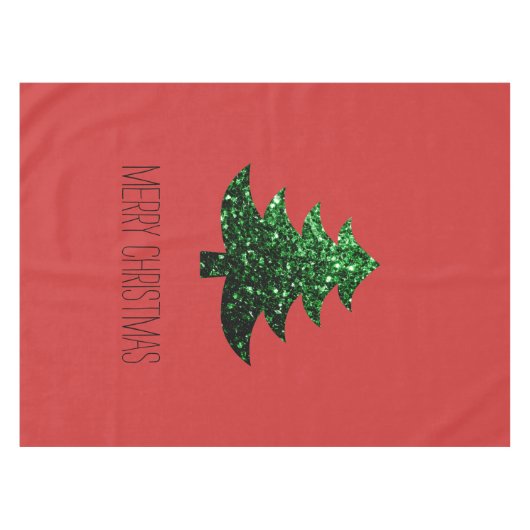 Funkelnd Weihnachtsbaum grün funkeln Rot Tischdecke (Vorderseite (Horizontal))