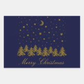 Funkelnd Weihnachtsbaum, Mond, blaue Sterne Geschenkpapier Set (Vorderseite 2)