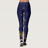 Funkelnd Weihnachtsbaum, Mond, blaue Sterne Leggings (Rückseite)