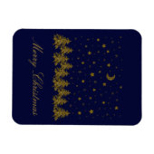 Funkelnd Weihnachtsbaum, Mond, blaue Sterne Magnet (Horizontal)