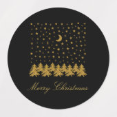 Funkelnd Weihnachtsbaum, Mond, schwarze Sterne Etiketten (Design 1)