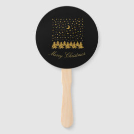 Funkelnd Weihnachtsbaum, Mond, schwarze Sterne Fächer