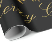 Funkelnd Weihnachtsbaum, Mond, schwarze Sterne Geschenkpapier (Rolleneckpunkt)