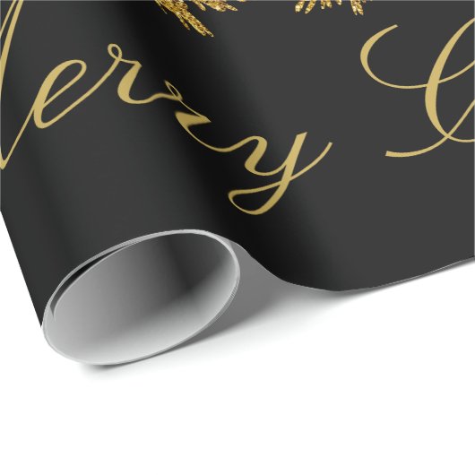 Funkelnd Weihnachtsbaum, Mond, schwarze Sterne Geschenkpapier (Rolleneckpunkt)