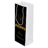 Funkelnd Weihnachtsbaum, Mond, schwarze Sterne Geschenktüte Für Weinflaschen (Vorderseite Schrägansicht)