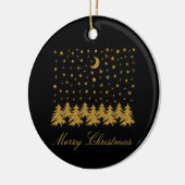 Funkelnd Weihnachtsbaum, Mond, schwarze Sterne Keramik Ornament (Links)