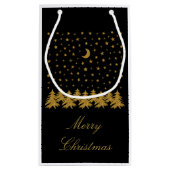 Funkelnd Weihnachtsbaum, Mond, schwarze Sterne Kleine Geschenktüte (Rückseite)