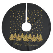 Funkelnd Weihnachtsbaum, Mond, schwarze Sterne Polyester Weihnachtsbaumdecke (Vorderseite)