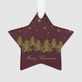 Funkelnd Weihnachtsbaum, Mond, Sterne auf Rot Ornament (Vorderseite)