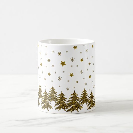 Funkelnd Weihnachtsbaum, Mond, Sterne Kaffeetasse (Mittel)